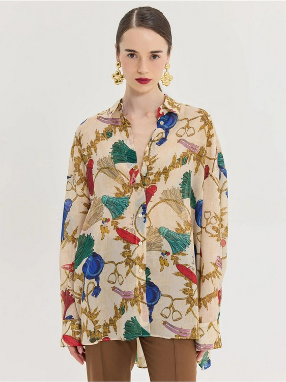 Hemithea Heather Γυναικείο Πουκάμισο Gold Print