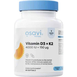 Osavi Vitamin D3 & K2 4000iu 60 Μαλακές Κάψουλες