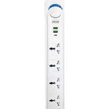 Πολύπριζο Andowl PX10B - 4 Θέσεις με 2 USB & Type-C, Καλώδιο 2m, 1700W, Λευκό