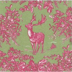 Xαρτοπετσέτες Cocktail Stag Toile Raspberry/Sage Airlaid Paper Linen 12.5x12.5cm Caspari (15 Tεμάχια)