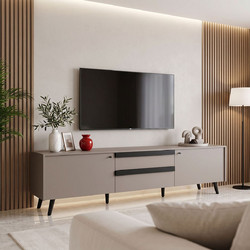 Pakoworld Nectra Έπιπλο Τηλεόρασης Taupe με Μαύρο Μ180xΠ40xΥ56cm
