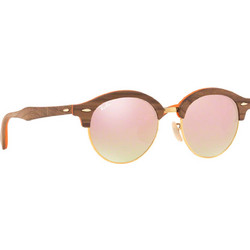 Ray-Ban RB4246M 1218/7O Ανδρικά Γυαλιά Ηλίου Στρογγυλά Κοκάλινα Καφέ με Ροζ Καθρέπτη Φακό
