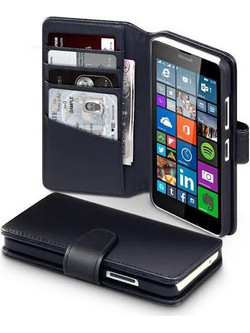 Terrapin Leather Wallet Case Black (Microsoft Lumia 435)