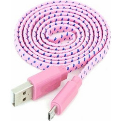 OMEGA καλώδιο FLAT USB 2.0V - Micro B USB 2.0V - 1M - PINK & BLUE OUFBFCPW