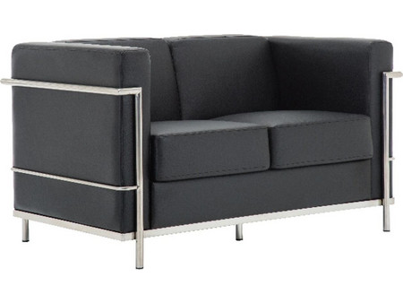 Woodwell Genova Διθέσιος Καναπές από Δερματίνη Μαύρος 130x73x71cm E947,22