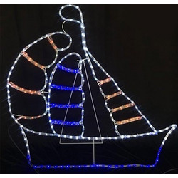 Χριστουγεννιάτικο καράβι με 264 led πολύχρωμο φώς 11 μέτρα φωτοσωλήνα 106cm x 104cm και πρόγραμμα στεγανό IP44 εξωτερικού χώρου