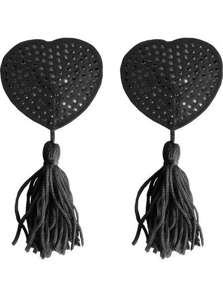 Ouch - Nipple Tassels - Heart - Black