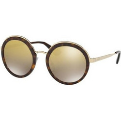 Prada SPR 50TS 2AU6O0 Γυναικεία Γυαλιά Ηλίου Στρογγυλά Μεταλλικά Χρυσά Καφέ με Καφέ Καθρέπτη Φακό