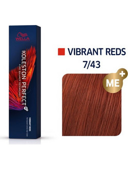 Wella Koleston Perfect Me+ Vibrant Reds 7/43 Ξανθό Κόκκινο Χρυσό Μόνιμη Βαφή Μαλλιών 60ml