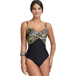 MiandMi Ολόσωμο Μαγιό Strapless Animal Print Μαύρο 28170