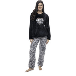 Galaxy Σετ Γυναικείες Πιτζάμες Χειμωνιάτικες Fleece Μαύρες 831