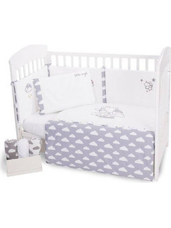 KikkaBoo Little Angel Clouds Σετ Κούνιας 60x120cm Grey 6τμχ 41101060042