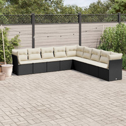 vidaXL Σετ Σαλόνι Κήπου Rattan 9τμχ Μαύρο 3217776