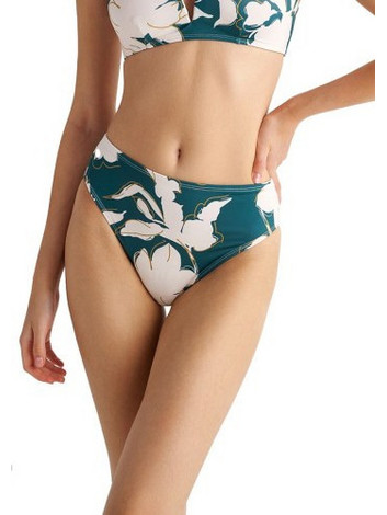 BLU4U Ψηλόμεσο Bikini Slip Floral Πετρόλ 24365289-21