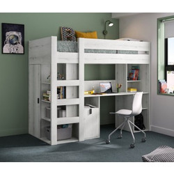 InsideHome Lugano Παιδικό Κρεβάτι Υπερυψωμένο Μονό για Στρώμα 90x200cm με Γραφείο 0104.GM31