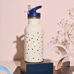 Yoko Design Stars Παιδικό Μπουκάλι Θερμός Ανοξείδωτο με Καλαμάκι Μπεζ 500ml