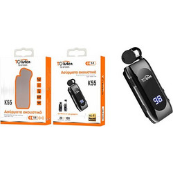 Tolisten K55 Ακουστικό Bluetooth In Ear Πέτου Black