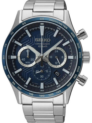 Seiko Conceptual Ανδρικό Ρολόι Χρονογράφος με Ασημί Μεταλλικό Μπρασελέ SSB445P1
