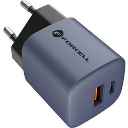 Forcell Φορτιστής χωρίς Καλώδιο με Θύρα USB-A & Θύρα USB-C 33W Quick Charge 4.0 & Power Delivery F-Energy Gray