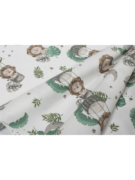 Dimcol Lion 534 Βρεφικό Σεντόνι Λίκνου Βαμβακερό 80x110 White/Green