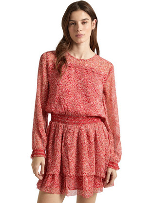 Pepe Jeans Bridget Mini Βραδινό Φόρεμα Floral Κόκκινο PL953440-241