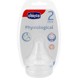 Chicco Physiological Θηλή Σιλικόνης για Μπιμπερό 2m+ Μεσαίας Ροής 2τμχ