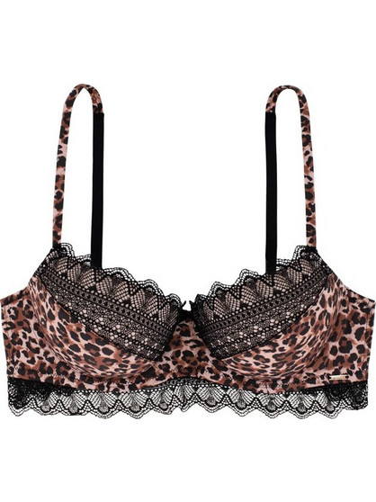 Dorina Zena Σουτιέν Balconette Push Up με Μπανέλα Μαύρο Καφέ D001564MI033-CO0029