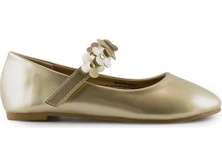 Love4shoes Παιδικές Μπαλαρίνες με Ρυθμιζόμενο Λουράκι Χρυσές 879750