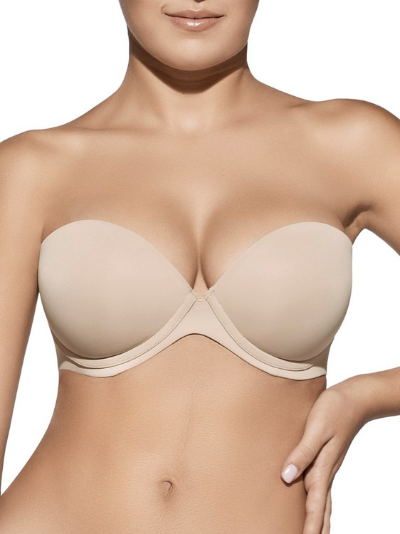 Selene Σουτιέν Strapless Push Up με Μπανέλα Μπεζ TANIA
