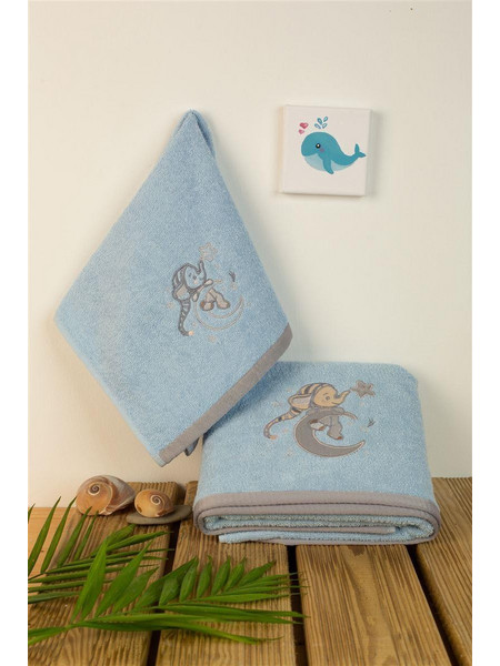 Dimcol Dreaming Elephant 166 Σετ Βρεφικές Πετσέτες 2τμχ 400gr/m²