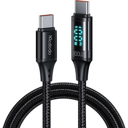Mcdodo CA-1100 Braided LED USB-C to USB-C 100W 1.2m Black 6921002611008