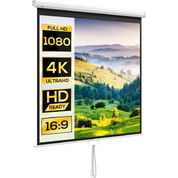 HOMCOM 001-016V00WT Οθόνη Προβολής Projector Τοίχου / Οροφής 1:1 162x162cm / 85"