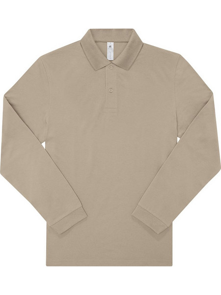 B&C Collection Ανδρική Μπλούζα Polo Μακρυμάνικη Μπεζ PU425