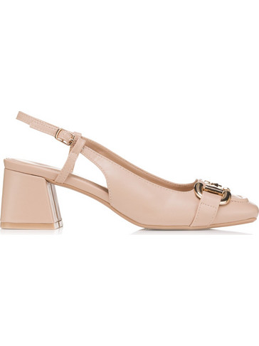 Seven HF2813-13A Γόβες Slingback Δερμάτινες με Χοντρό Χαμηλό Τακούνι Nude S485L3313340