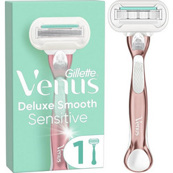 Gillette Venus Deluxe Smooth Sensitive Rose Gold Γυναικείο Ξυραφάκι με Ανταλλακτικές Κεφαλές με 5 Λεπίδες & Λιπαντική Ταινία 2τμχ
