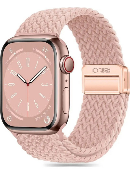 Tech-Protect Nylon Mag Λουράκι Υφασμάτινο Pink (Apple Watch 42 / 44 / 45 / 49mm)