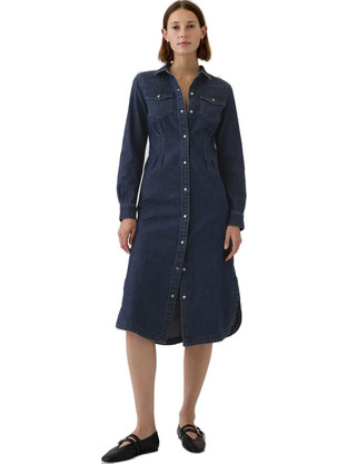 Gap Midi Καθημερινό Φόρεμα Σεμιζιέ Τζιν Navy Μπλε 516975-000