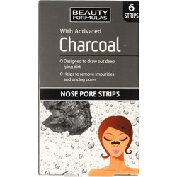 Beauty Formulas Charcoal Επιθέματα Μύτης για Μαύρα Στίγματα με Άνθρακα 6τμχ