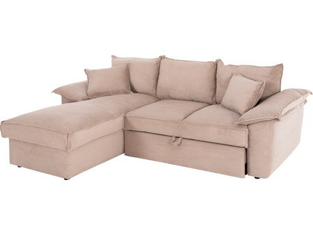 HomeMarkt Aldo Γωνιακός Καναπές Κρεβάτι Αριστερή Γωνία με Αποθηκευτικό Χώρο Μπεζ 256x159x87cm HM3276.01L