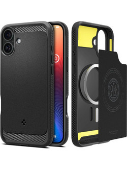 Spigen Rugged Armor MagFit Back Cover Matte Black (iPhone 16 Pro)