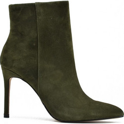 Steve Madden Clovers Γυναικεία Μποτάκια Αστραγάλου Suede Χακί με Λεπτό Ψηλό Τακούνι