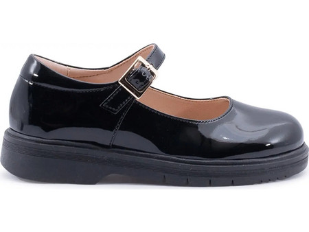 Love4shoes Juliet Παιδικές Μπαλαρίνες Λουστρίνι Ανατομικές με Ρυθμιζόμενο Λουράκι Μαύρες 24-381