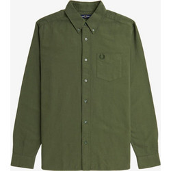 Fred Perry Ανδρικό Πουκάμισο Βαμβακερό Μακρυμάνικο Κανονική Γραμμή Χακί M5516-W19