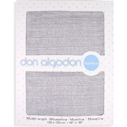 Don Algodon Liso Πάνες Αγκαλιάς από Μουσελίνα Γκρι 120x120cm 2τμχ