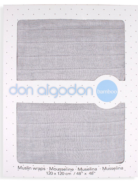 Don Algodon Liso Πάνες Αγκαλιάς από Μουσελίνα Γκρι 120x120cm 2τμχ