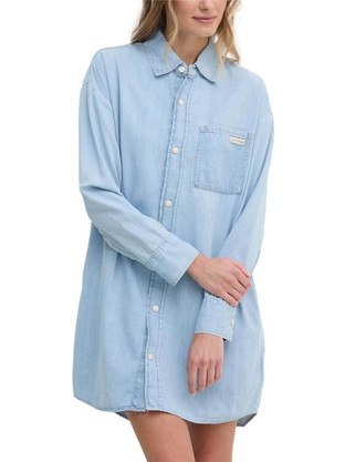 Calvin Klein Mini Καθημερινό Φόρεμα Σεμιζιέ Τζιν Γαλάζιο J20J225472-1A4