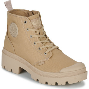 Palladium Pallabase Twill Γυναικεία Αρβυλάκια Μπεζ με Χοντρό Χαμηλό Τακούνι 96907-227-M
