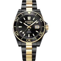 Roamer Premier Ανδρικό Ρολόι Αυτόματο με Μαύρο Χρυσό Μεταλλικό Μπρασελέ 986983458520