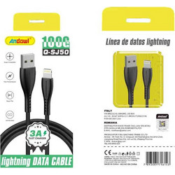 Andowl Q-SJ50 USB-A to Lightning Cable 1m Black 7893081716143