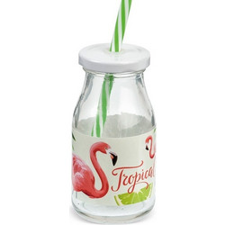 Parisis Μπομπονιέρα Βάπτισης Μπουκαλάκι Flamingo από Γυαλί